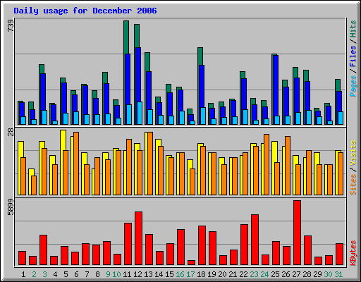 Daily usage for December 2006