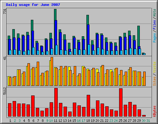 Daily usage for June 2007