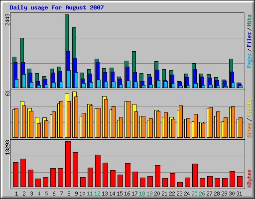 Daily usage for August 2007