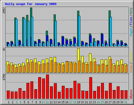 Daily usage for January 2009