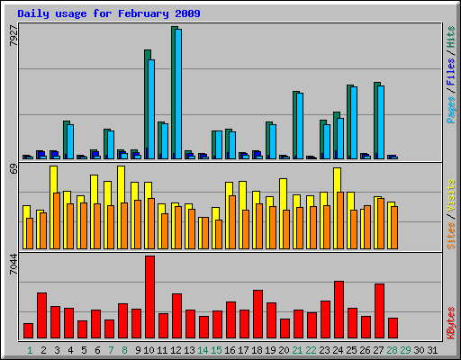 Daily usage for February 2009