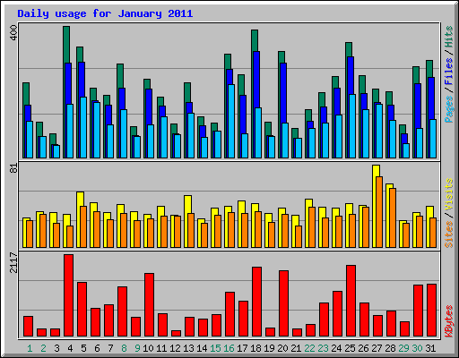 Daily usage for January 2011