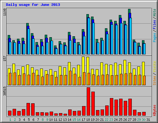 Daily usage for June 2013