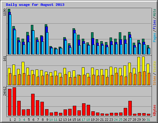 Daily usage for August 2013
