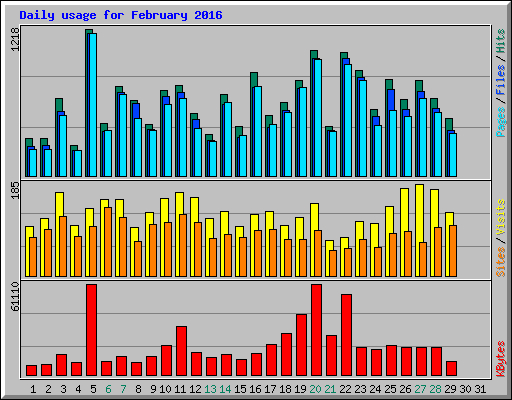 Daily usage for February 2016