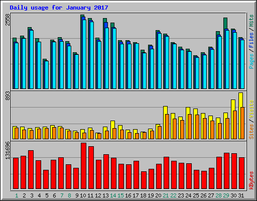 Daily usage for January 2017