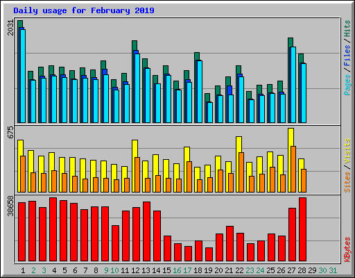 Daily usage for February 2019