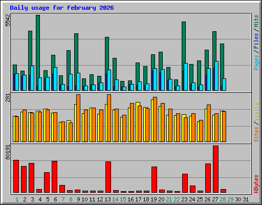 Daily usage for February 2026