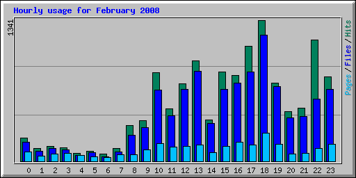Hourly usage for February 2008