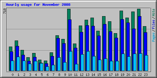 Hourly usage for November 2008