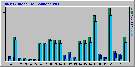 Hourly usage for December 2008