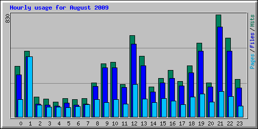 Hourly usage for August 2009