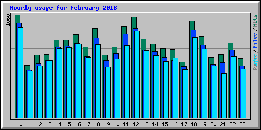 Hourly usage for February 2016